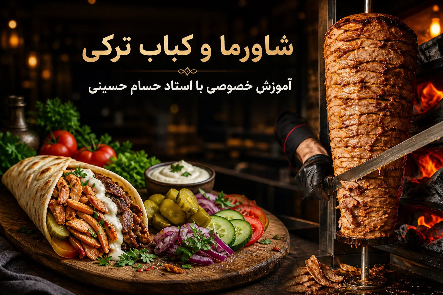 آموزش خصوصی شاورما و کباب ترکی حرفه‌ای با استاد حسام حسینی - صفر تا صد فست فود - راه اندازی رستوران و فست فود